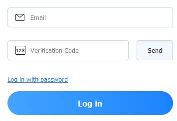 Faça login com o e-mail de compra e o código de verificação