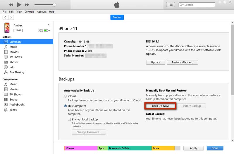 Faça backup das notas do iPhone para o iTunes do Windows