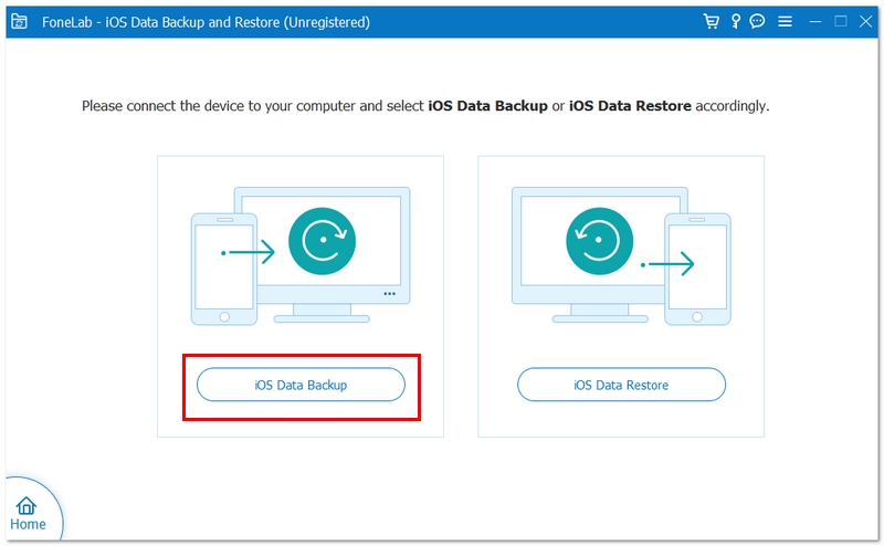 Clique em Backup de Dados do iOS