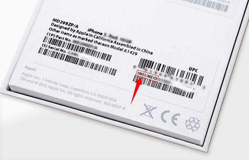 Obtenha o número IMEI no iPhone ou iPad Box.
