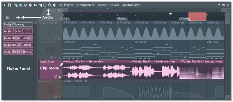 Atribuir clipe de áudio no FL Studio para isolamento vocal