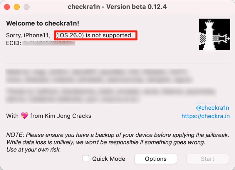Checkra1n Jailbreak iPhone 11 IOS 26