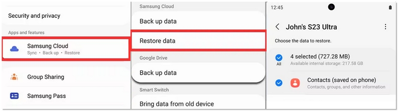 Recupere dados do backup na nuvem