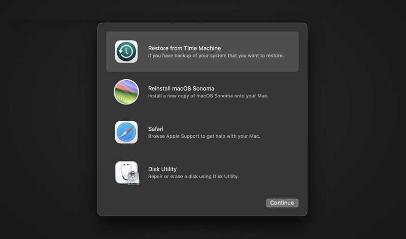 Restaurar Mac a partir do backup do Time Machine