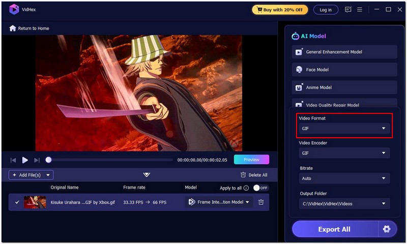 Definir formato Gif