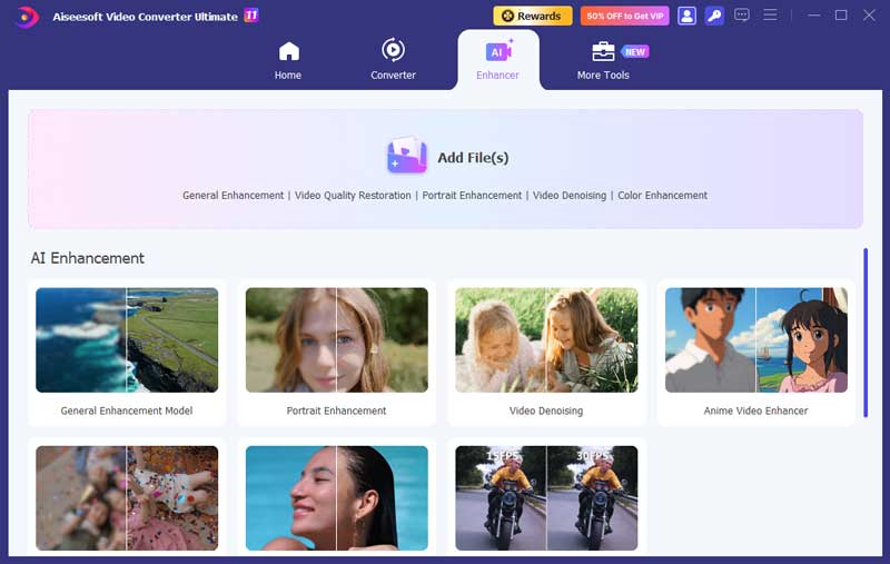 Interface do Upscaler de Vídeo Aiseesoft