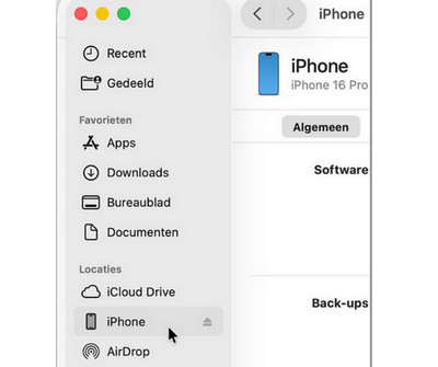 Restauração de backup do Finder