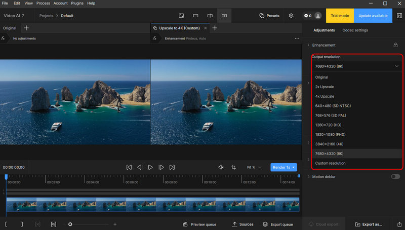 Topaz Video AI Preset Upscale