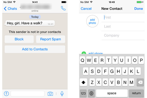 Adicionar novo contato do WhatsApp no ​​iPhone