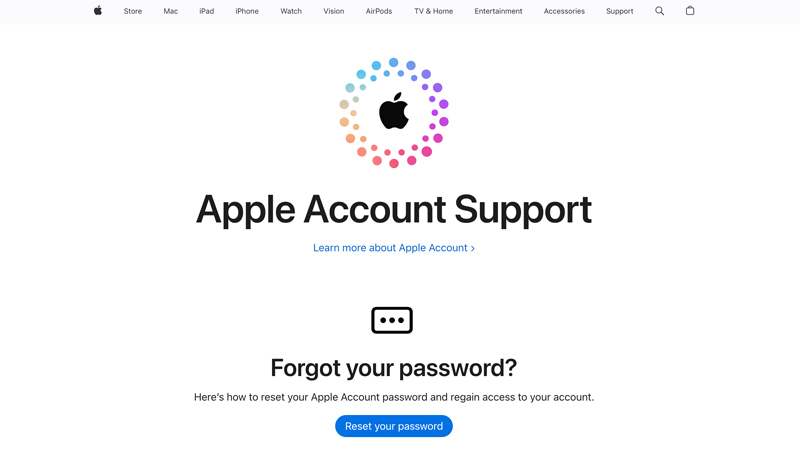 Suporte da conta Apple: Esqueceu sua senha?