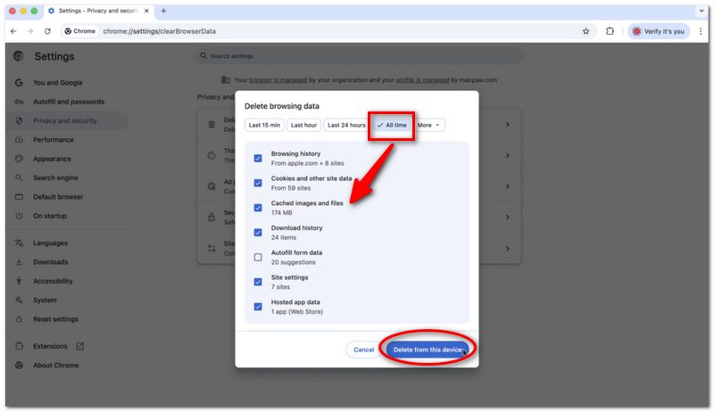 Clear Browsing Cache