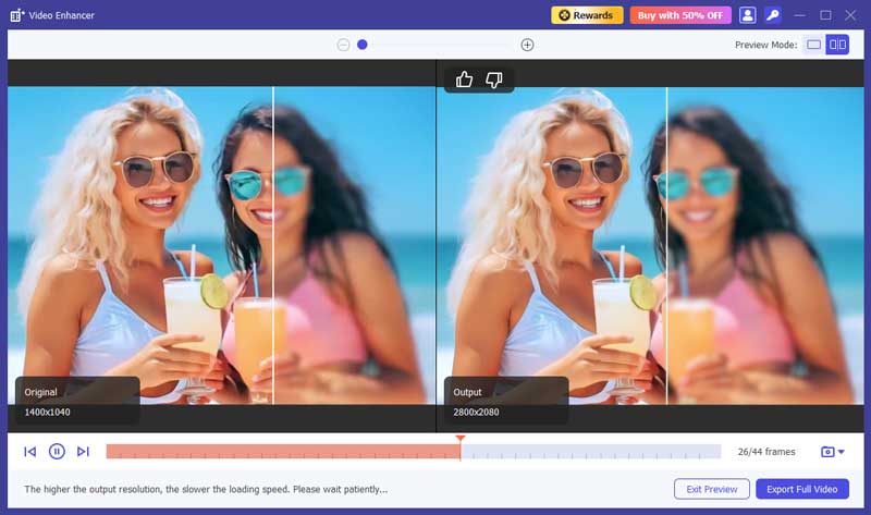 Pré-visualizar e exportar vídeo ampliado