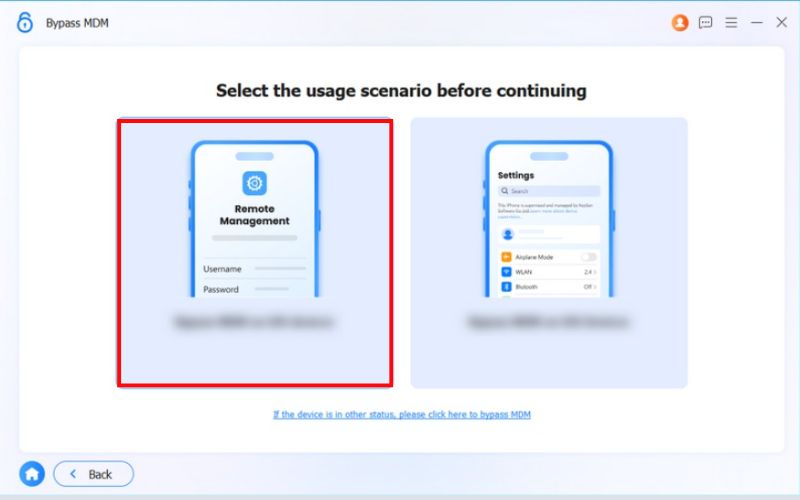 Selecione Remover cenário de gerenciamento