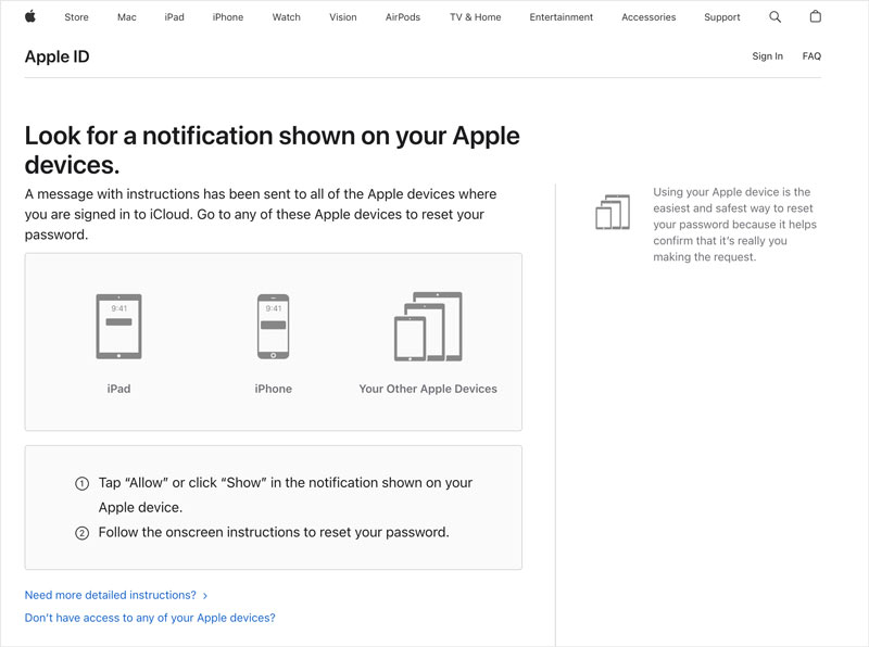 Notificação da Apple: Redefinir senha do ID Apple