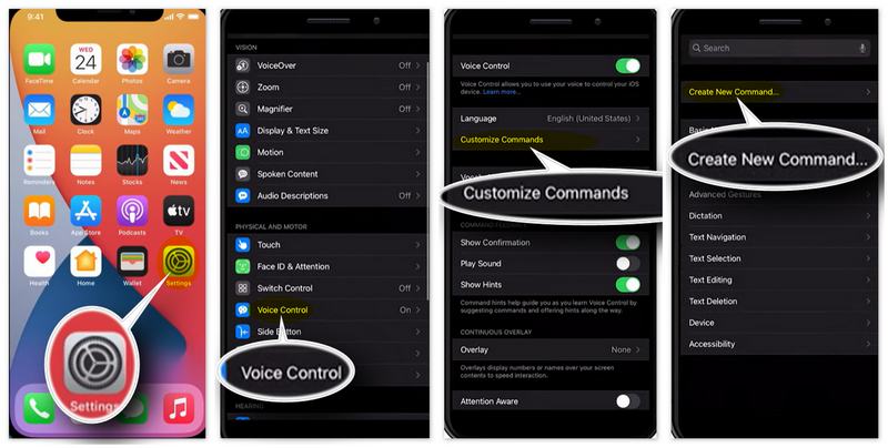 Criar novo comando de voz para desbloquear o iPhone