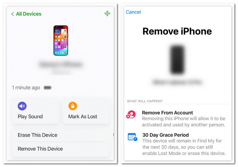 Remover o bloqueio do iPhone usando o Buscar em outro iPhone