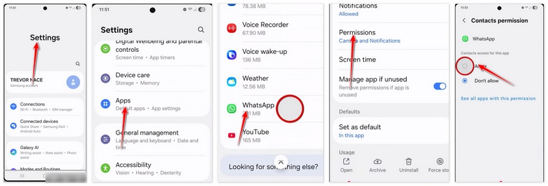Sincronização de contatos do WhatsApp no ​​Android
