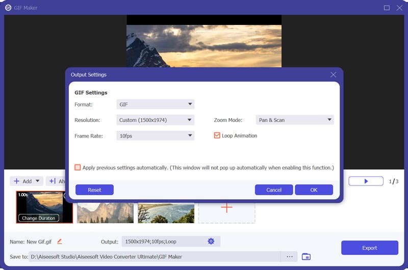 Configurações GIF personalizadas VCU