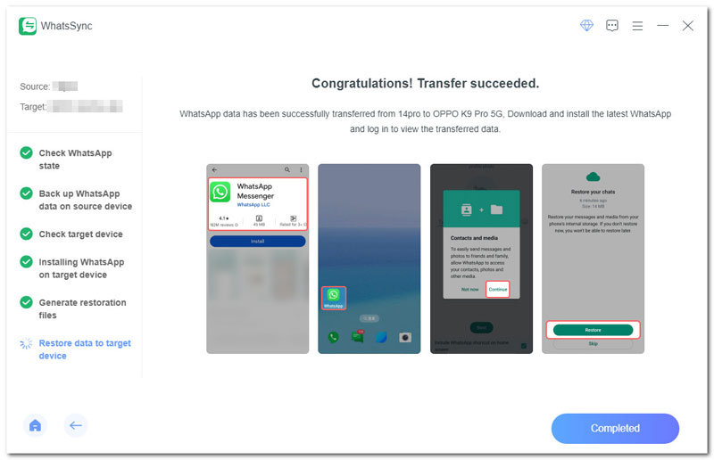 Transferência bem-sucedida de iOS para Android